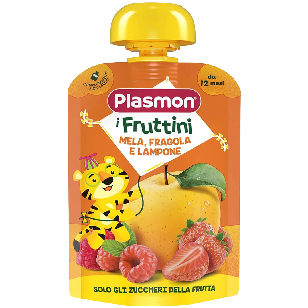 پوره میوه ساندیسی پلاسمون سیب توت فرنگی تمشک 130گرم plasmon